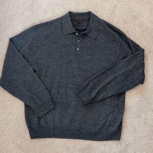 Vintage Linea Uomo Men's Big & Tall Long Sleeve Polo Knit High Quality Sweater